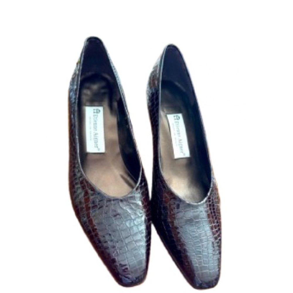 Franco Sarto Women's Brown Croc-Embossed Leather Pumps